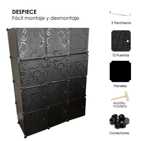 Armario Plástico Lumax 12 Puertas Desmontable Portátil Negro