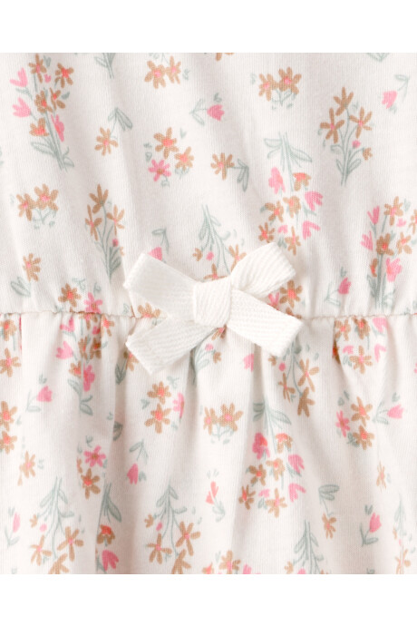 Vestido de algodón, sin mangas, color marfil, diseño floral Sin color