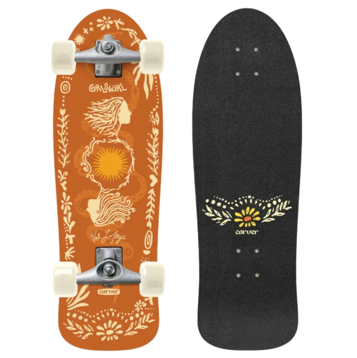 Surf skate Carver Grlswirl Val Laforge Sunflower 31" X 10" Cx 