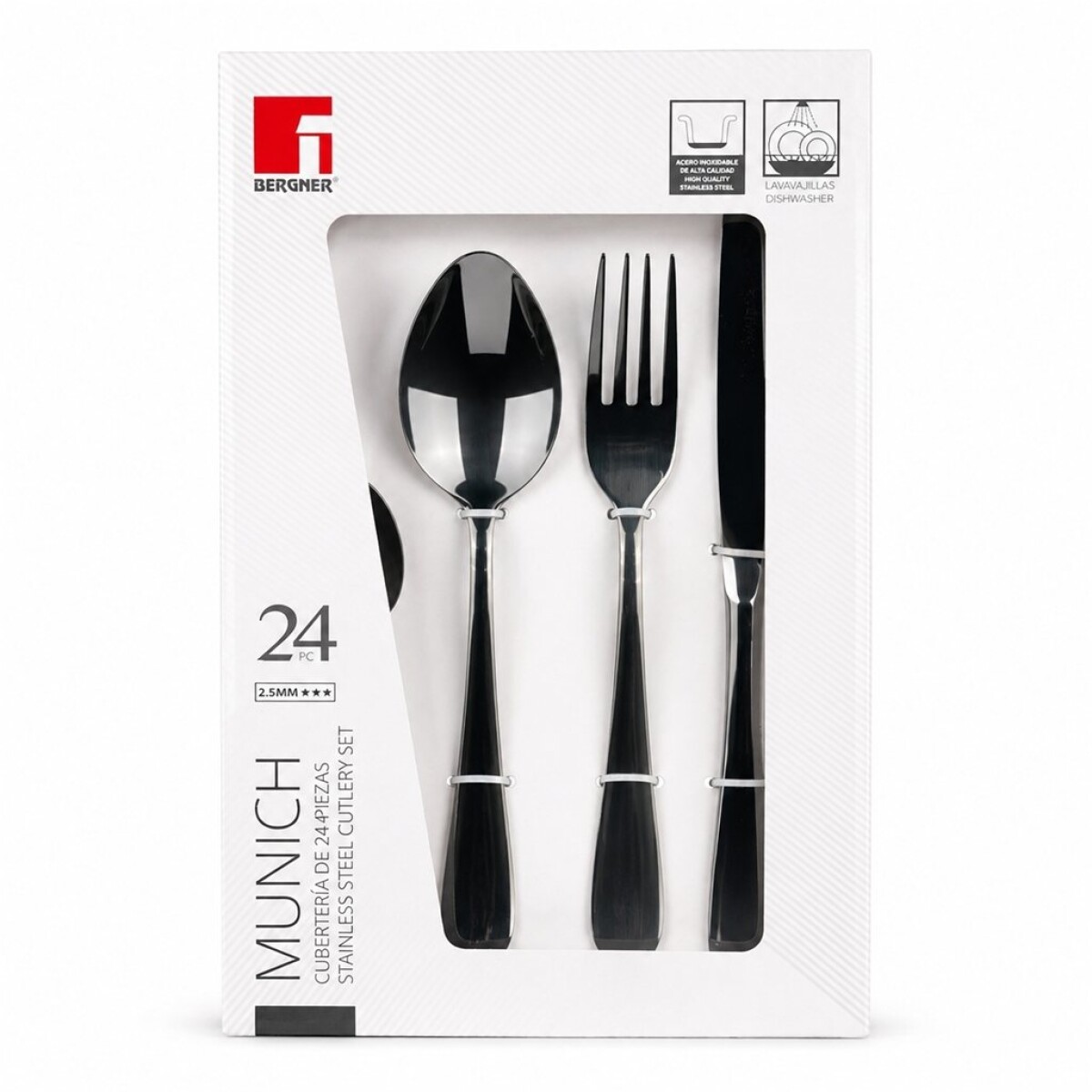 JUEGO DE CUBIERTOS 24 PZAS MUNICH NEGRO 