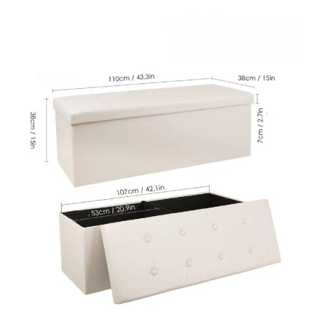 Puff Baúl Lumax Plegable 110x38 cm Organizador Living Dormitorio Gris Claro