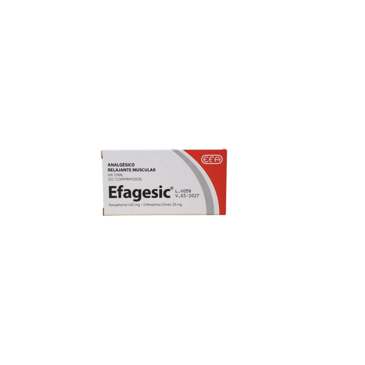 Analgésico Relajante Muscular Efagesic x 20 comprimidos 