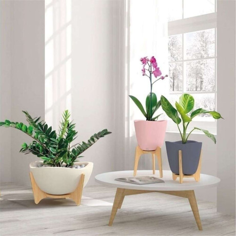 Maceta C/Base Madera 38X20Cm Tryas Blanco