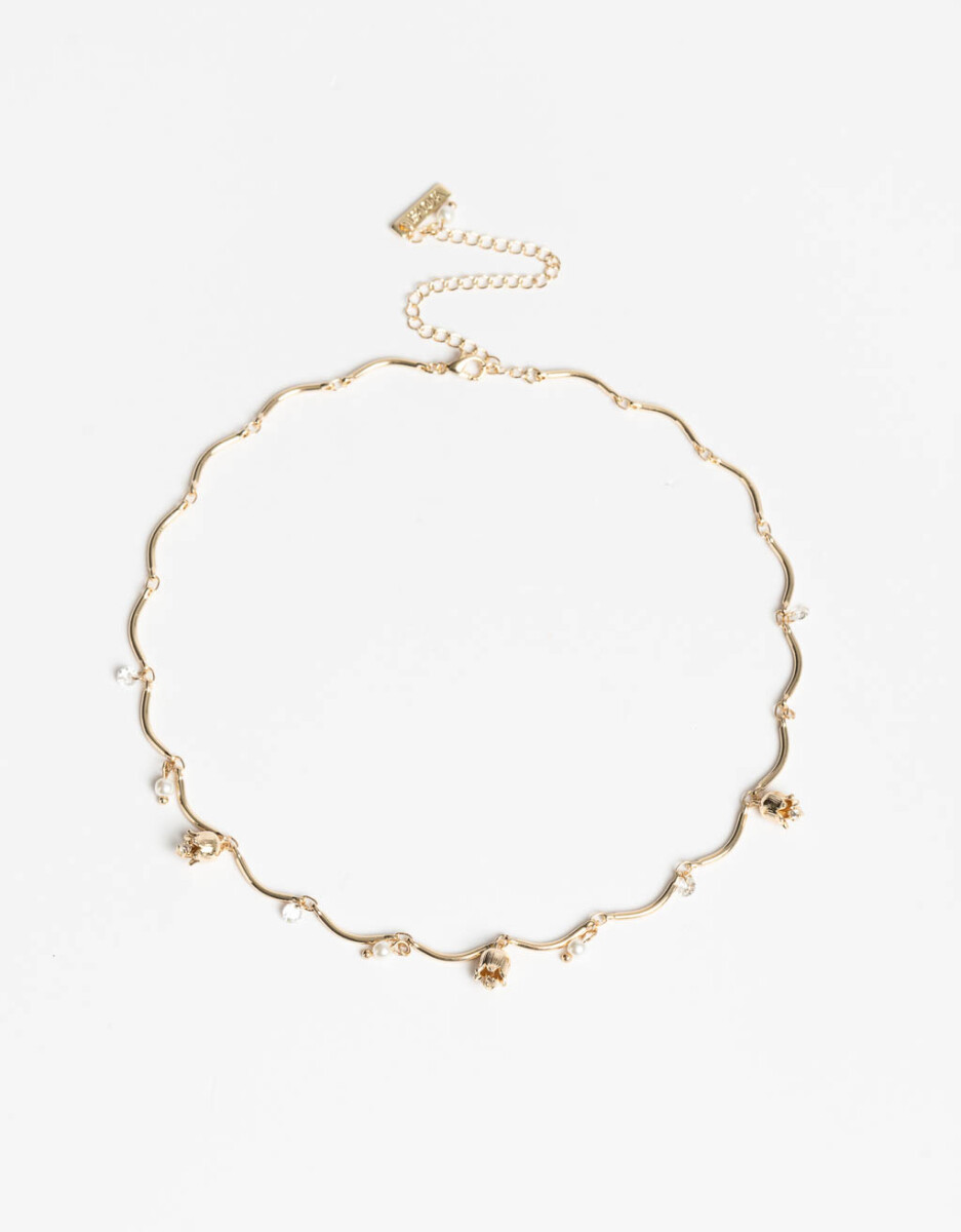 Collar Corto Tulipanes Con Cubic 