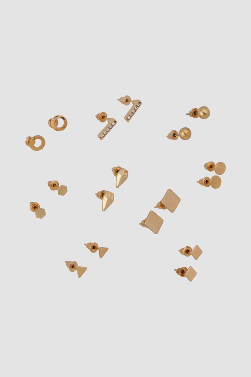 Set x9 aros geometricos Oro fuerte