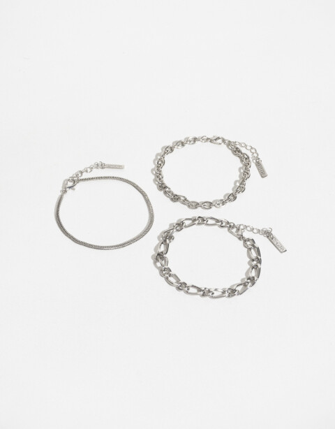 Pulseras Flexibles Sets Metal Set De Pulseras De Metal - Plateado Rodio