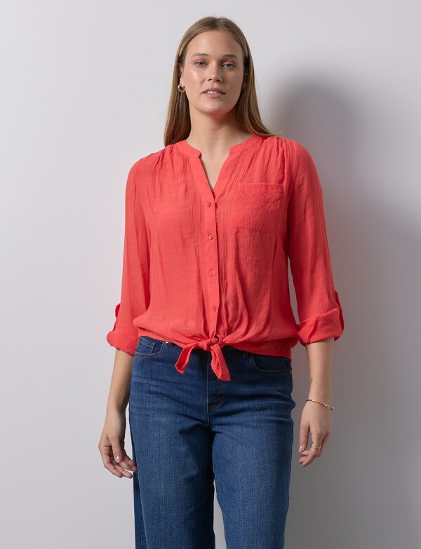 Blusa Nudo Botones ROJO