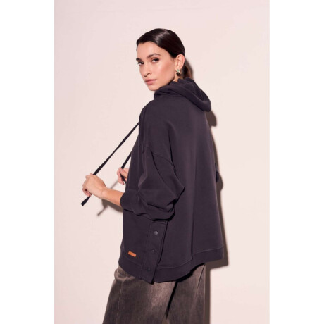 Sweater Capucha Lavado Negro Lavado