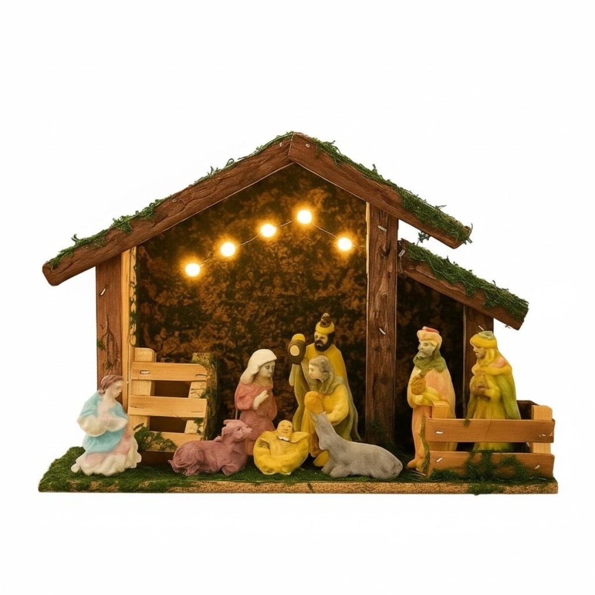 PESEBRE POLIRESINA CON LUZ 8.5CM X 9 PIEZAS 