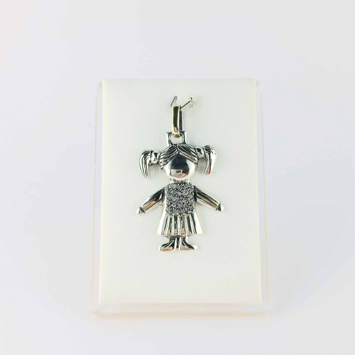 Colgante de plata 925 y double en oro 18 ktes con circonia. Línea Kids 