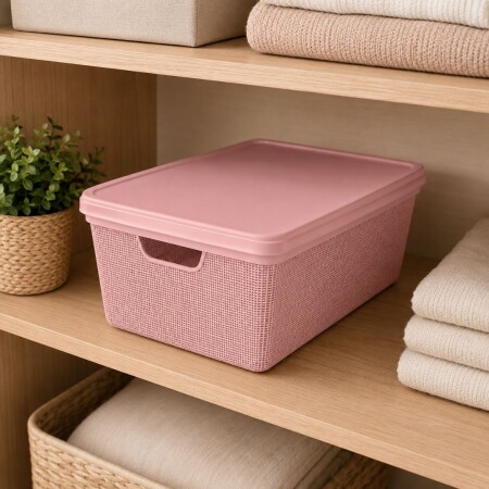 Caja organizadora Simil Rattan 1,8 litros Rosado Caja organizadora Simil Rattan 1,8 litros Rosado