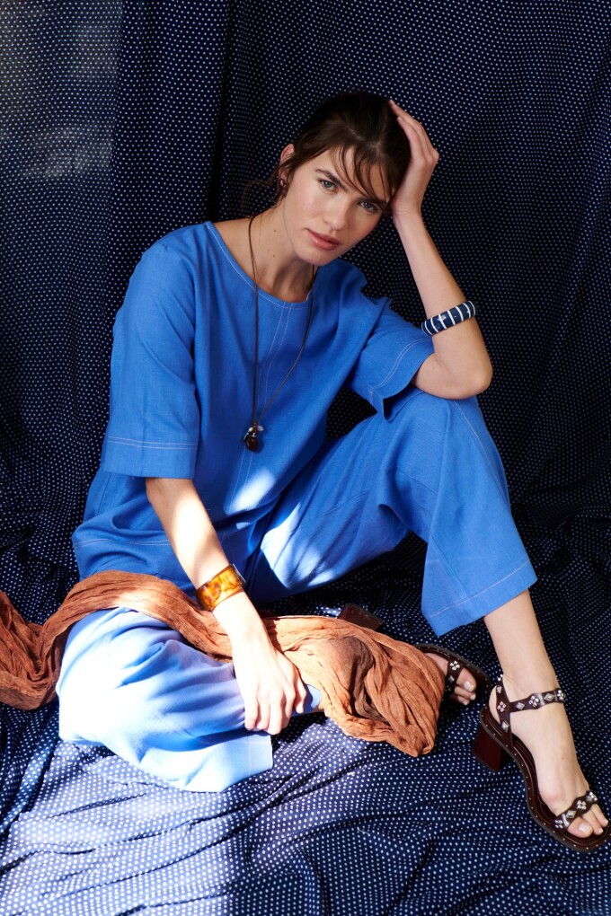 BLUSA LINO EVA AZUL