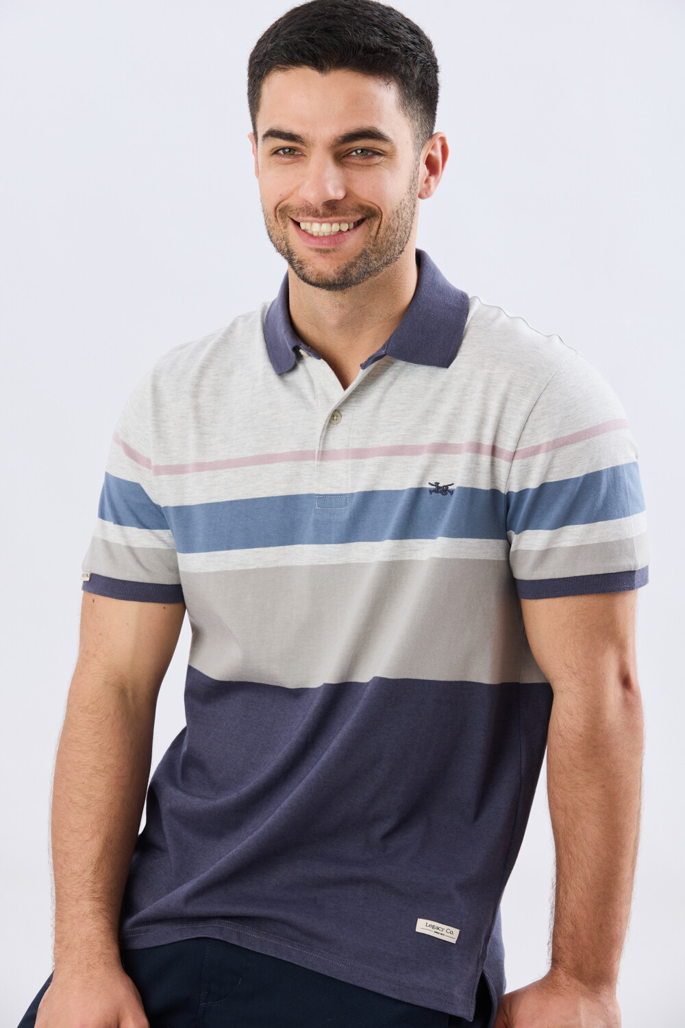 REMERA POLO RAYADA JERSEY Gris