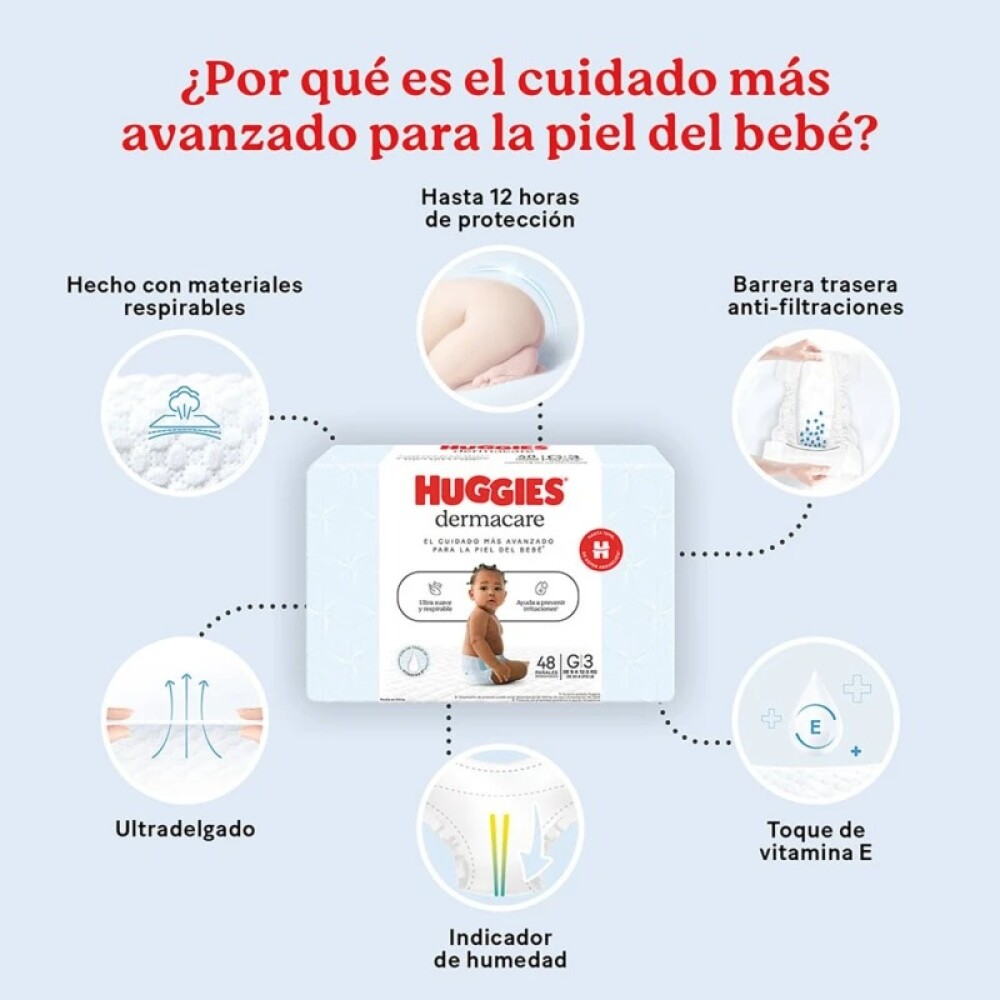 Pañales Huggies Dermacare M - x58 unidades Pañales Huggies Dermacare M - x58 unidades