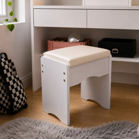 Escritorio tocador vanity con espejo y banquito Blanco