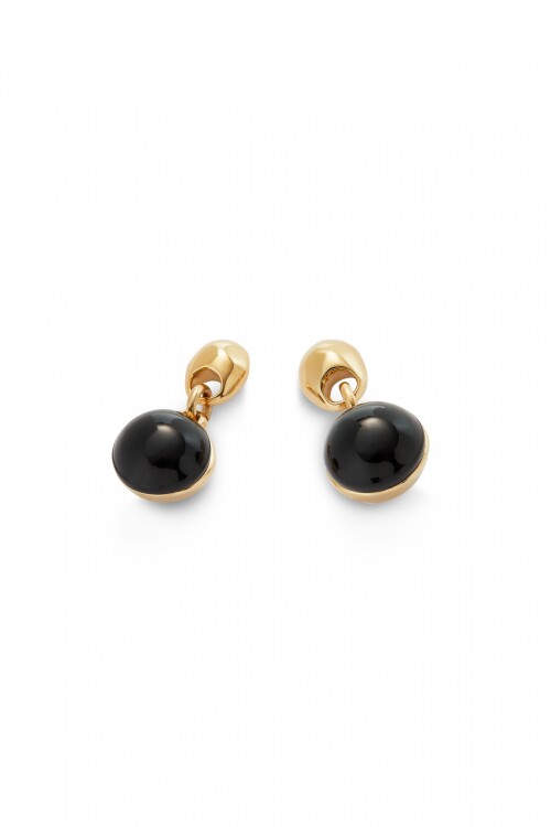 PENDIENTES EN ALEACIAÓN DE METALES BAÑADA EN ORO 18K CON MURANO NEGRO Pendiente