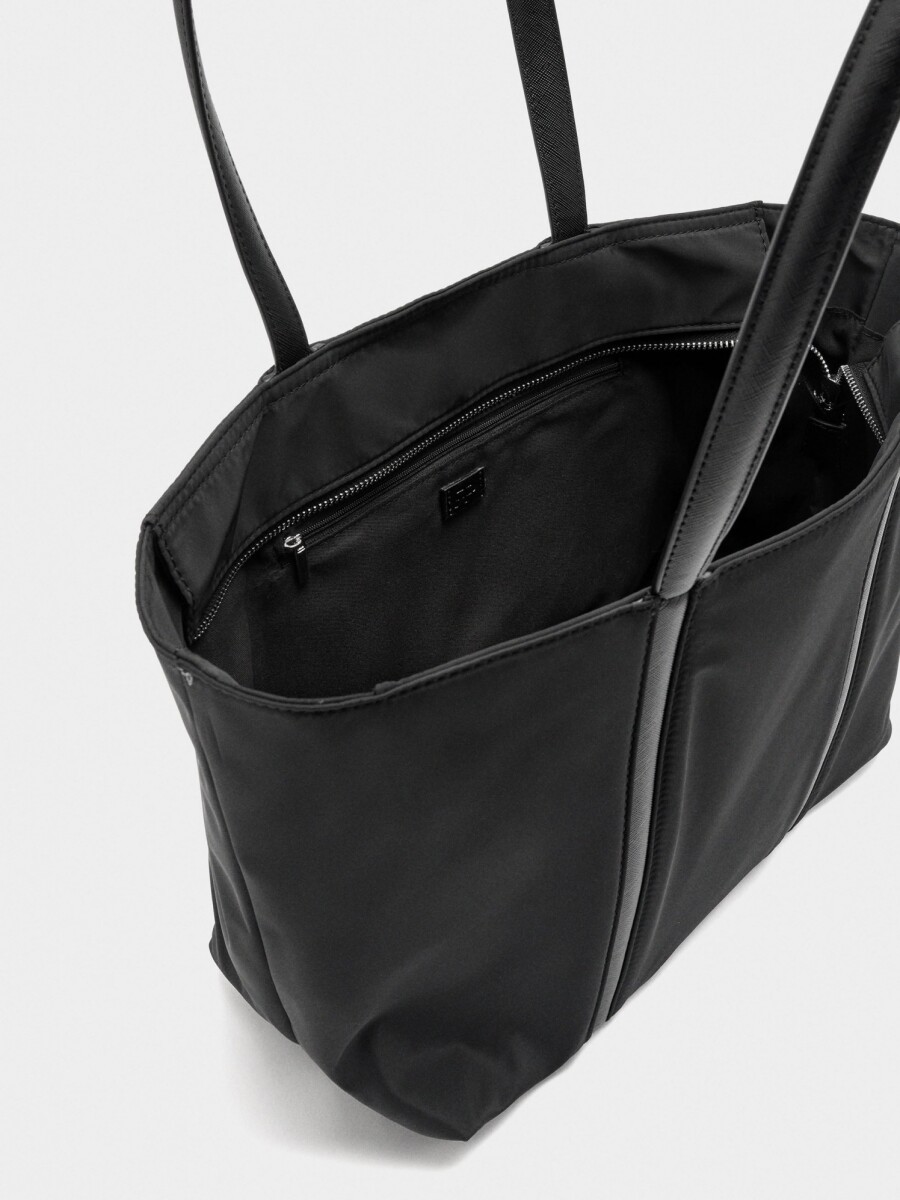Bolso Shopper De Nylon Con Colgante negro