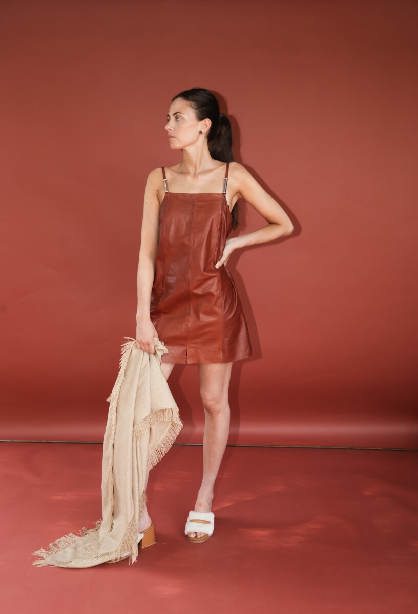 Mini Leather Dress - Caramel 