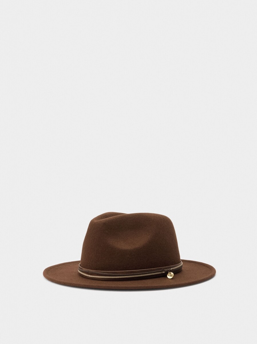 Sombrero De Lana Con Cintas - canela 