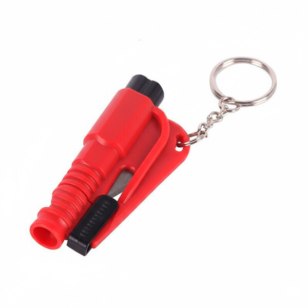 Mini Martillo Seguridad Autos Llavero Rompe Vidrios Ventanas Color Rojo