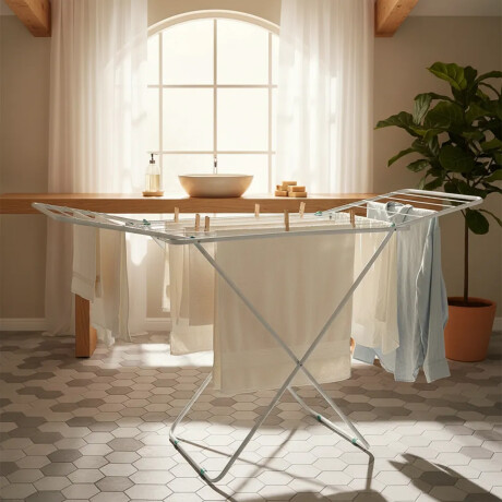 Tendedero de Piso con Extensiones de Acero Mor Blanco