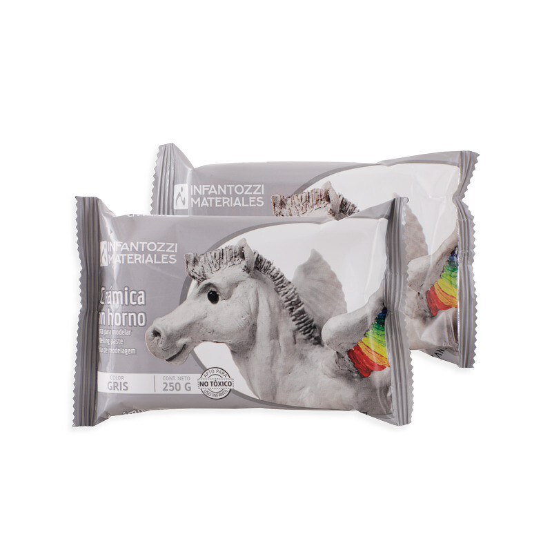 Cerámica Sin Horno Gris 250G Infantozzi #Cerámica Sin Horno Gris 250G Infantozzi