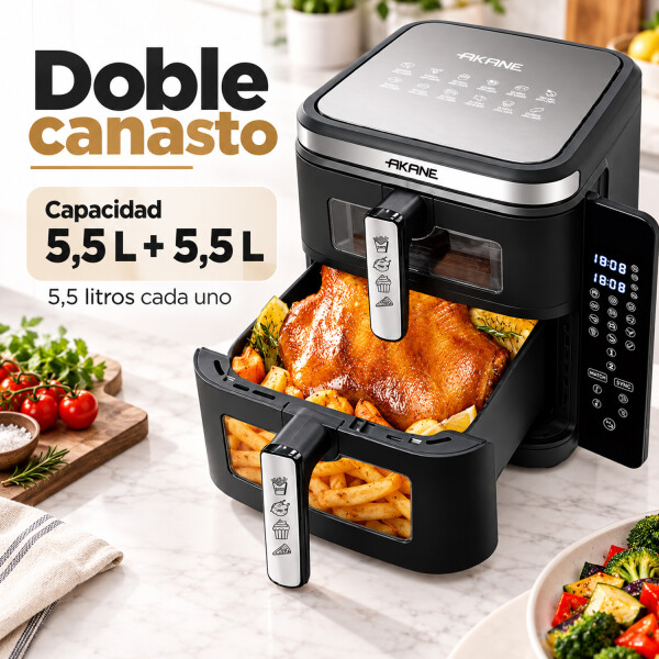 Freidora De Aire Akane Doble Canasto 11 L 2800 W A.850006 FREIDORA SIN ACEITE AKANE A.850006
