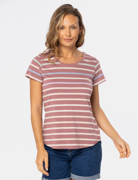 REMERA RAYADA Rosado
