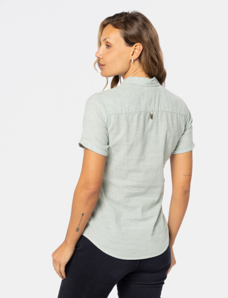 CAMISA DE LINO MEDIO BOTÓN Verde