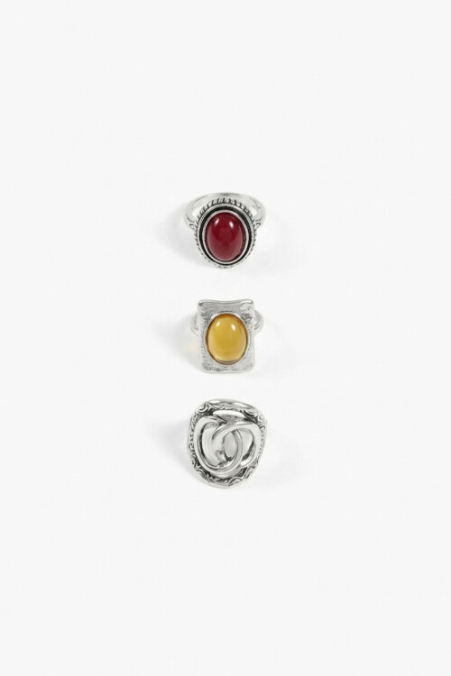 Set de 3 anillos Alma lavada plateado
