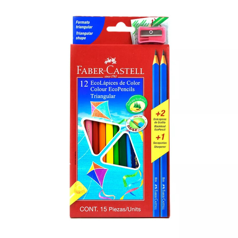 Lápices color triangular Faber Castell 12 U + 2 Lápices + sacapuntas Lápices color triangular Faber Castell 12 U + 2 Lápices + sacapuntas