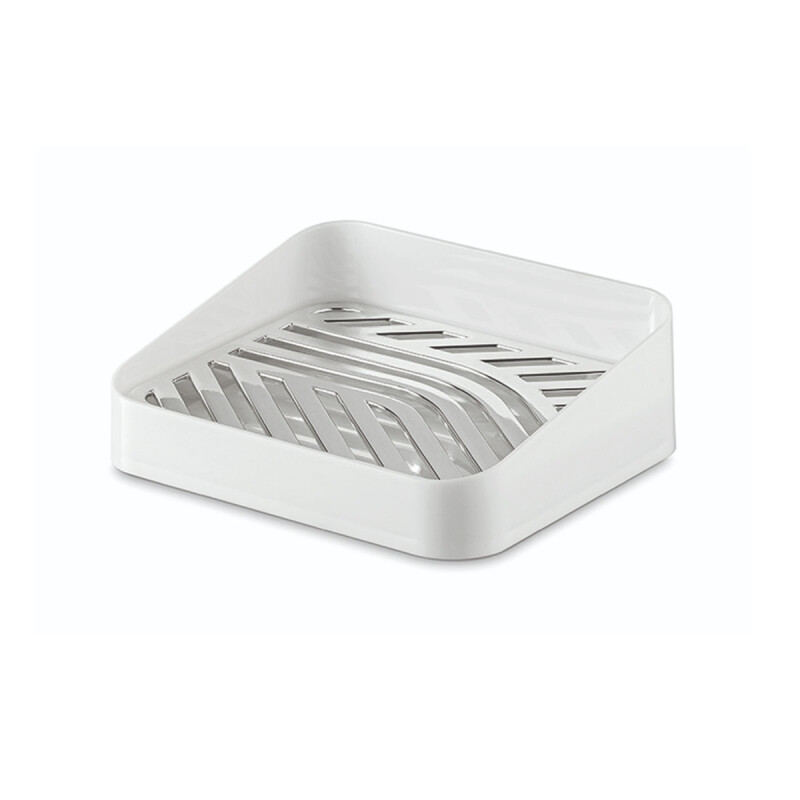 Set Dispensador de jabón 350 ml + Porta jabón BLANCO