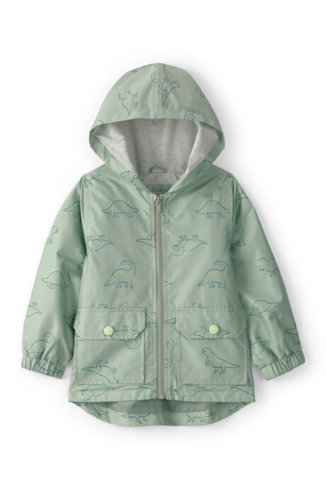 Campera impermeable, verde, diseño dinos Campera impermeable, verde, diseño dinos
