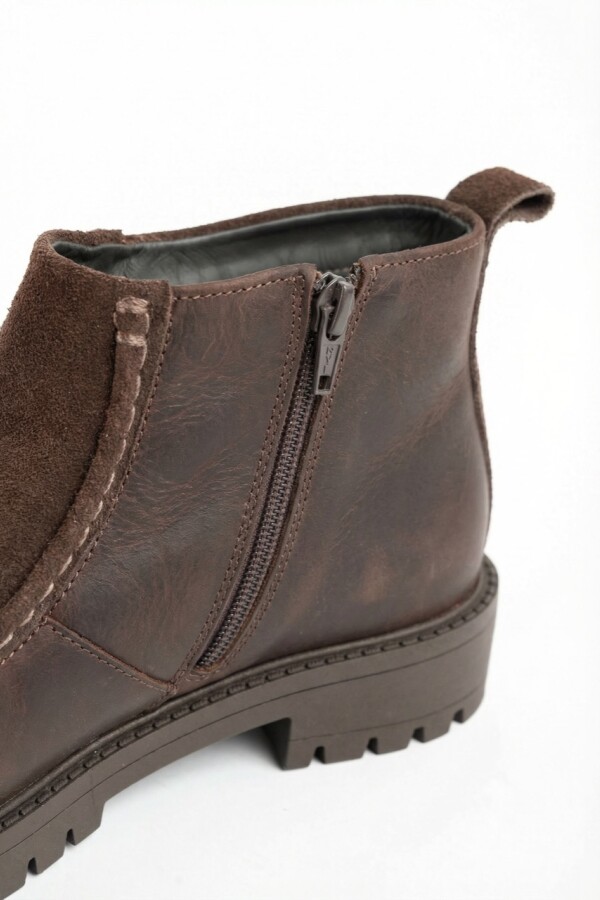 Bota Cuero Combinada Chocolate