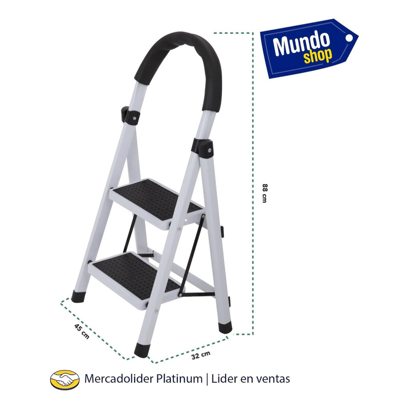 Escalera De Aluminio Tijera 2 Escalones Antideslizante Negro