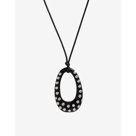 Collar Largo Resina Tachas Plateado Rodio