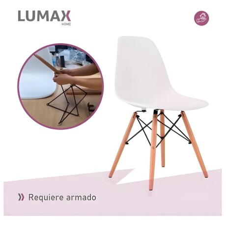 Juego de comedor Con Mesa Circular de 80cm + 4 Sillas Eames Blanco/Blanco