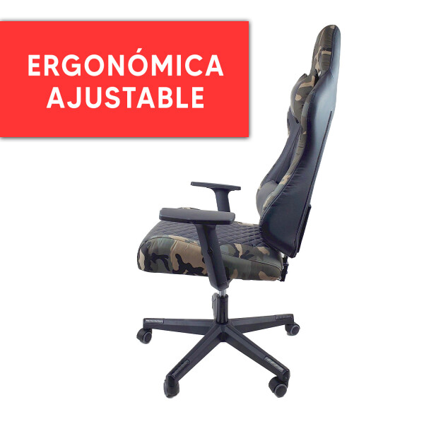 Silla Gamer Ergonómica Camuflaje Militar SILLA GAMER PL CAMO VERDE CAPIT. OLT