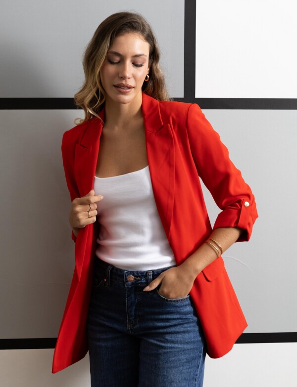 Blazer Manga Botón ROJO