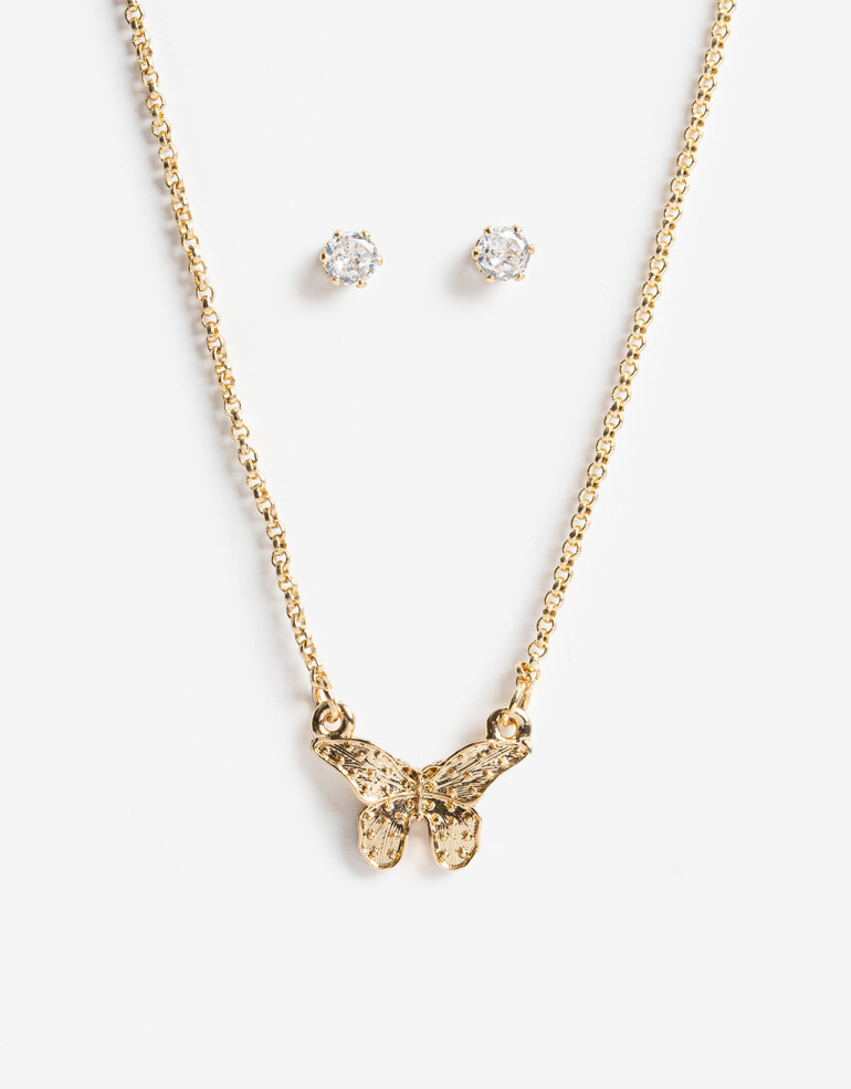 Bijouterie Set Navidad Set De Cadena Y Aros - Dorado