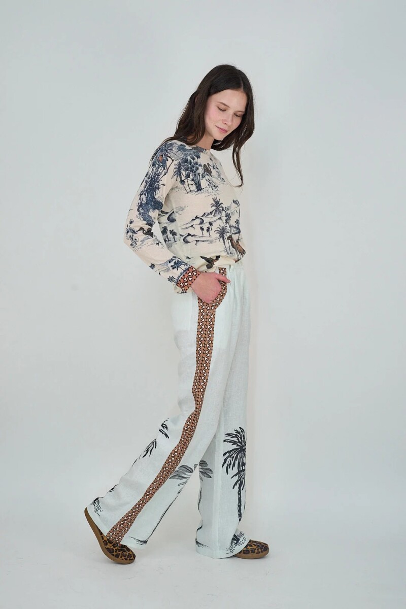 PANT MYSTIC BIRDS Blanco
