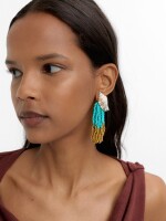 Pendientes Con Conchas Y Cuentas azul