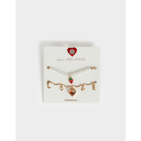 Pulseras Flexibles Sets Con Corazón Dorado