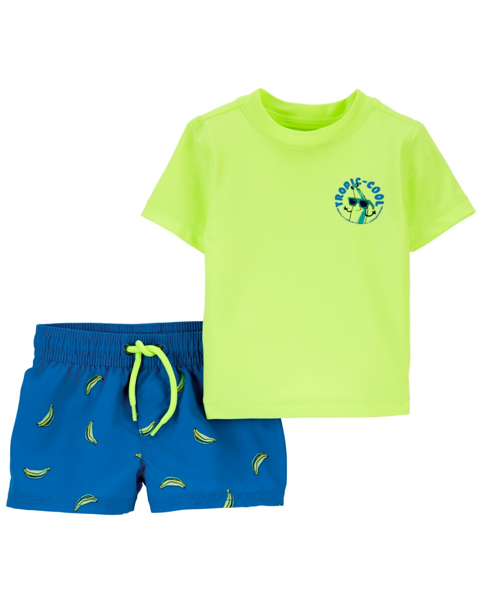 Traje de baño dos piezas con protección UPF 50+, diseño bananas 