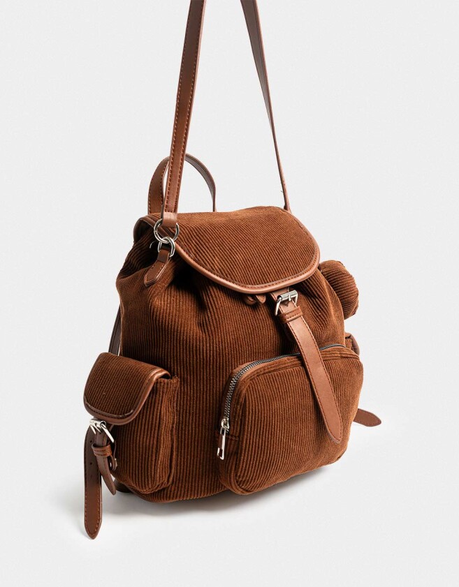 Mochilas Urbanas Mochila Solapa Corderoy Chocolate - Marron Chocolate