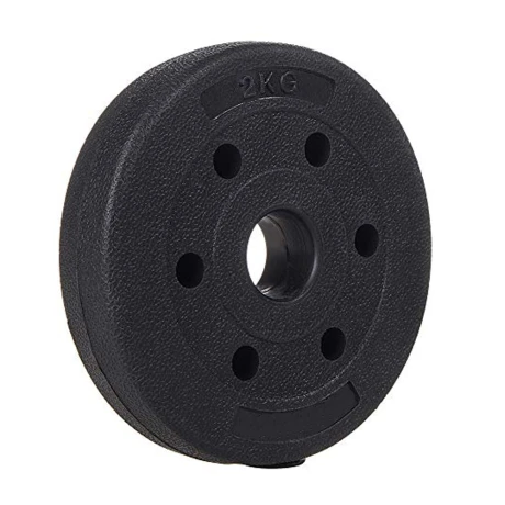 Pesa Disco Revestido 2Kg para Barra Mancuerna Entrenamiento Negro