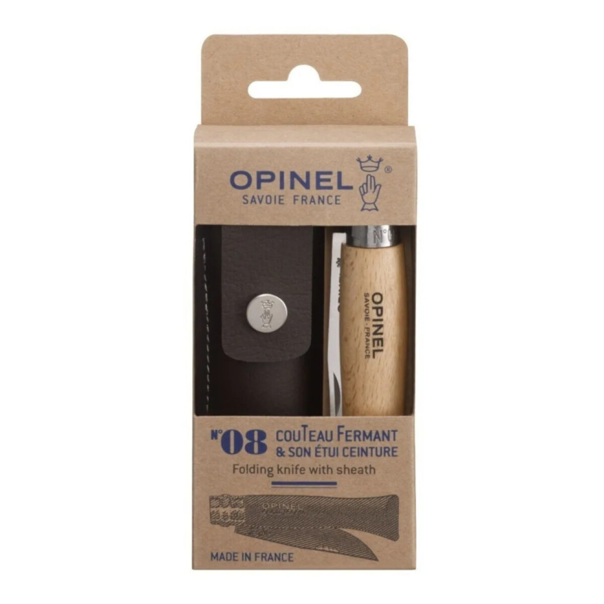 Navaja Opinel N°8 Acero Inoxidable Con Funda Para Cinto 