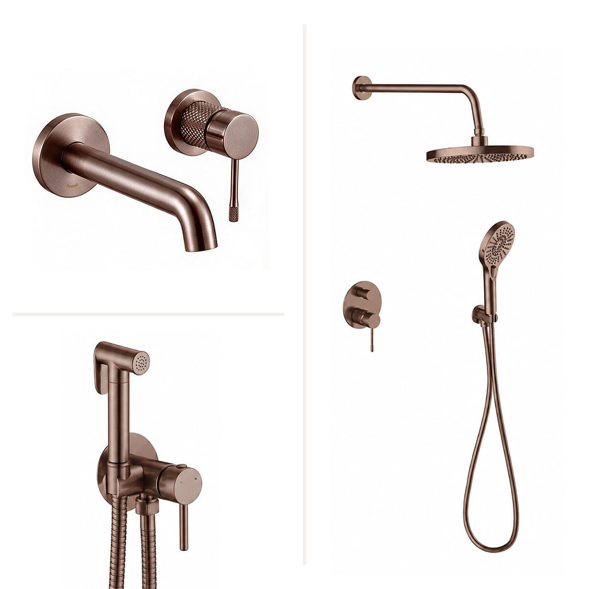 Juego De Griferia Signature Rose Gold Con Lavatorio De Pared 