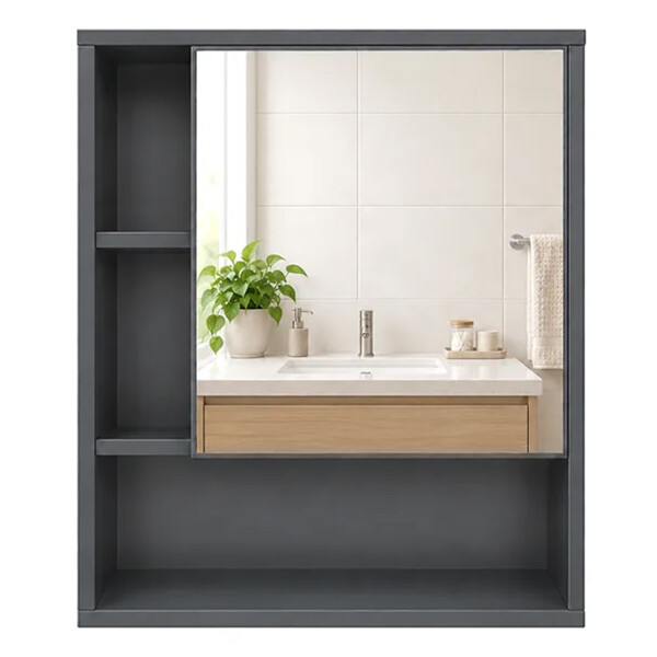 Espejo Para Baño Con Estantes 40 X 50 Cm Movi Esh0069 ESPEJO BOTIQUIN MOVI ESH0069 NEGRO