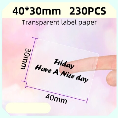 Etiqueta 40mm*30mm transparente impresora M110 230 uds. Etiqueta 40mm*30mm transparente impresora M110 230 uds.